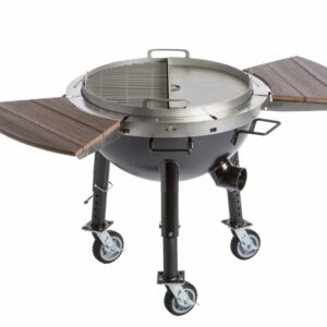 Tailgater Fire Pit, Rotating Grill and Griddle, Prep Wings, Casters